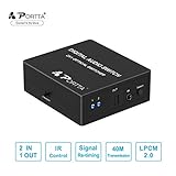 【Contenidos del paquete】Portta 2x1 Toslink Switch x1, cable de alimentación USB x1, control remoto x1, IR Extender Receiver x1, manual del usuario x1, tarjeta de garantía x1 (5 años de garantía sin preocupaciones), cualquier problema, no dude en contactarnos.