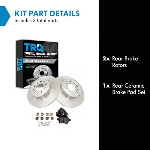 Image of TRQ Rear Brake Pad and Rotor Set Ceramic Compatible with 2014-2020 Fiat 500L