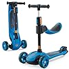 GLAMUP Kids Scooter, 2-in-1 Folding Kick Scooters, Adjustable Height, Safety Lock, 3 Wheel Kick Scooter for Boys and Girls Ages 3-14