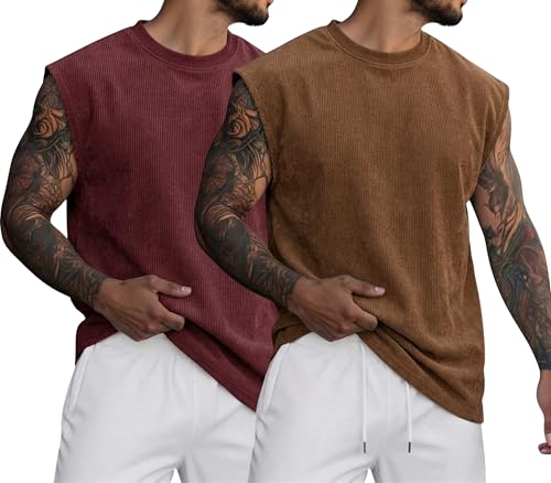 Image of RodZen Mens Polyester Tank Tops Sleeveless Round Neck T-Shirt for Gym, Running and Outdoor