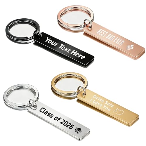 BEXOA EDC Custom Keychain with Name - Personalized Text Engraving Double Sided Stainless Steel Key Chain for Him Men Women Gifts