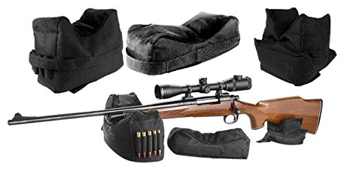 Ultimate Arms Gear Front, Middle and Rear Shooting Rifle Shotgun Bolt Action/Muzzle Loader Steady Shooter Support Bench Hand Arm Rest Bag, Holds 5 Round Ammo Holder Range Kit Set, 3 Piece