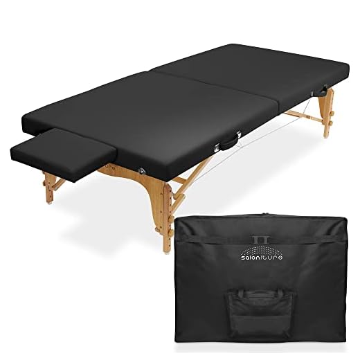 Saloniture Portable Physical Therapy Massage Table - Low to Ground Stretching Treatment Mat Platform - Black