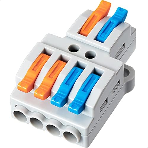 10 Pcs Lever Wire Connectors, Quick Wiring Cable Connector Push-in Conductor Terminal Block (2 in 4 Out)