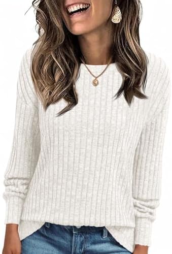 Cicy Bell Damen Pullover Leichter Rundhals Langarmshirt | Strickpullover,Oberteil,Loose Fit,Pulli,Oversize,Sweatshirt,Longsleeve,Casual,Bluse