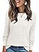 Cicy Bell Damen Langarmshirt Leichte Strickpullover Henley Shirt Dressy Casual Rundhals Sweatshirt Loose Fit Tunika Tops,Weiß,L