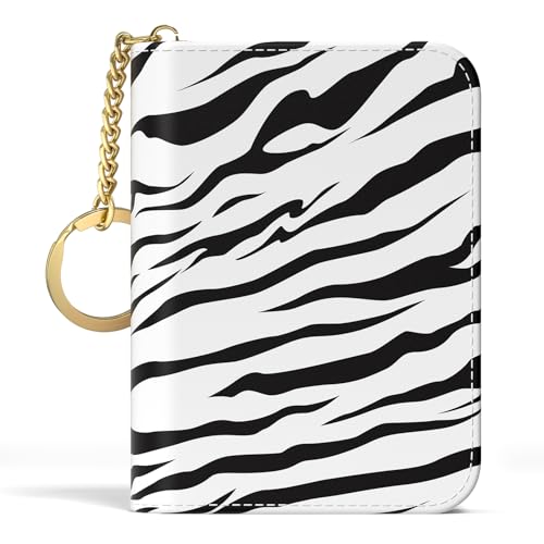 Image of Aiawoxc Credit Card Holder, Small RFID Wallet Slim Leather Card Organizer Case with Zipper and Keychain, Stylish Zebra Print