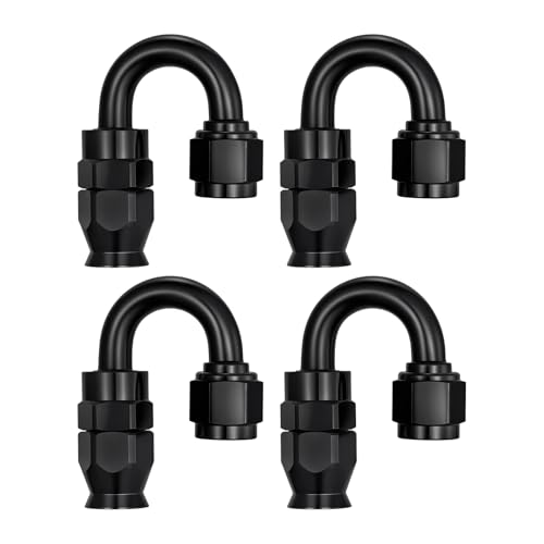 Image of EVIL ENERGY 6AN PTFE Hose End Fitting 180 Degree Black for PTFE Hose Only 4PCS