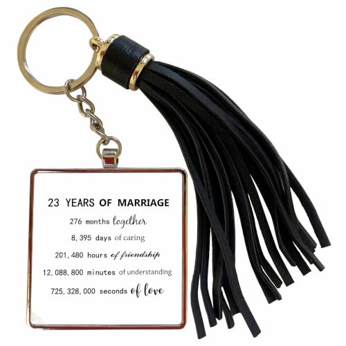 3dRose 23 Years of Marriage 23rd Wedding Anniversary in months days hours Tassel Key Chain