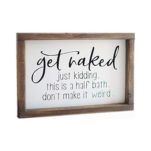 Lavender Inspired Decorative Signage - Funny Bathroom Sign, Farmhouse Style, Half Bath, 10.6x7x1 inches, Wood Material Cover