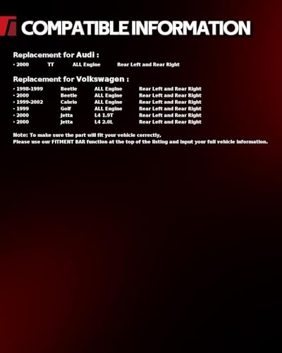 Image of Torchbeam Rear Brake Calipers Set for Volkswagen 1998-2000 Beetle, Volkswagen 1999-2002 Cabrio, Volkswagen 2000 Jetta 2.0L, Rear Left and Rear Right Calipers Replace # 192570+192571