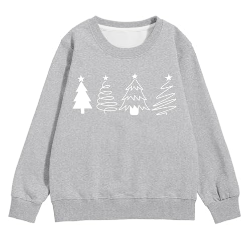 Kids Christmas Sweatshirt Crewneck Long Sleeve Pullover Xmas Tree Print Loose Fit Casual Fall Winter Tops Shirts3