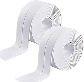 Jieddey Sealant Tape,2 PCS Caulk Strip Self Adhesive Bathroom Sealant Mildewproof Waterproof Bath Sealing Tape for Kitchen Toilet Wall Corner Bathtub White