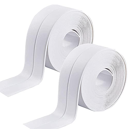 Jieddey Sealant Tape,2 PCS Caulk Strip Self Adhesive Bathroom Sealant Mildewproof Waterproof Bath Sealing Tape for Kitchen Toilet Wall Corner Bathtub White