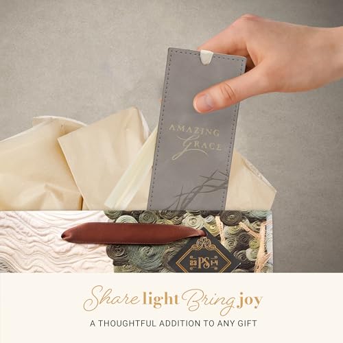 Image of Christian Art Gifts Faux Leather Scripture Bookmark: Amazing Grace