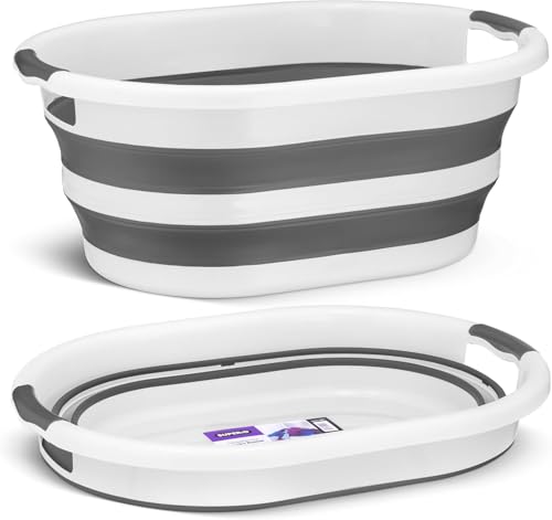 Idrese 40L Large Multi-Functional Collapsible Plastic Laundry Basket-Foldable Pop Up Storage Container, Pet Bathtub, Cat Bathtub Bathing Tub -Portable Washing Tub,BPA Free