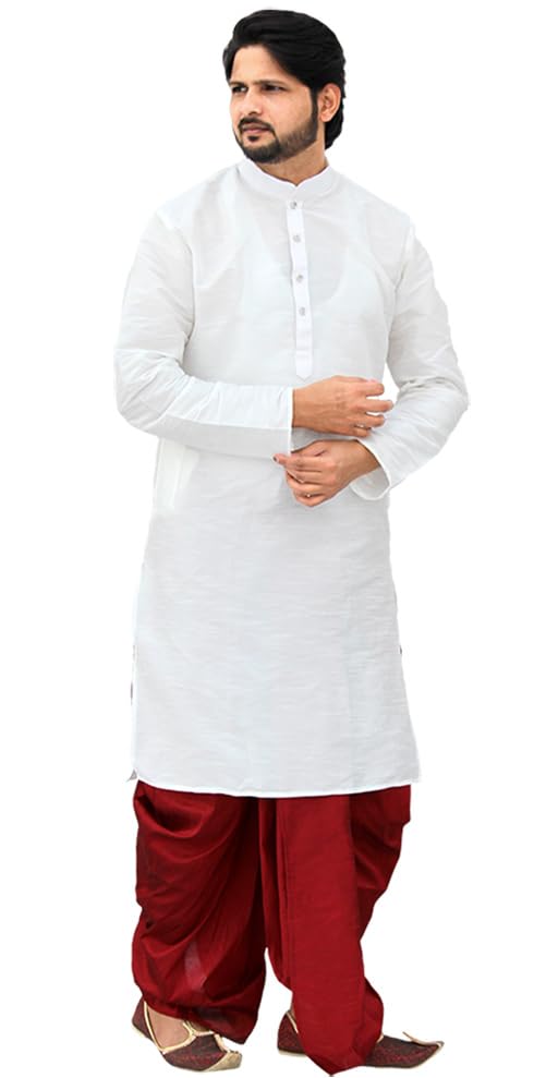 Image of Om Shubh Mangalam Men's Silk Ethnic Wear Dhoti Kurta Set For Wedding