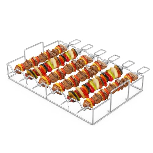 onlyfire Grillspieße Edelstahl Set, Schaschlikspieße mit Ständer, Schlaufengriff, Kebab Spieße für Meisten Grills, Grillspieße Lagerfeuer für Fleisch, Gemüße, Grillspießhalter, Grillspieße Set onlyfire Grillspieße Edelstahl Set, Schaschlikspieße mit Ständer, Schlaufengriff, Kebab Spieße für Meisten Grills, Grillspieße Lagerfeuer für Fleisch, Gemüße, Grillspießhalter, Grillspieße Set