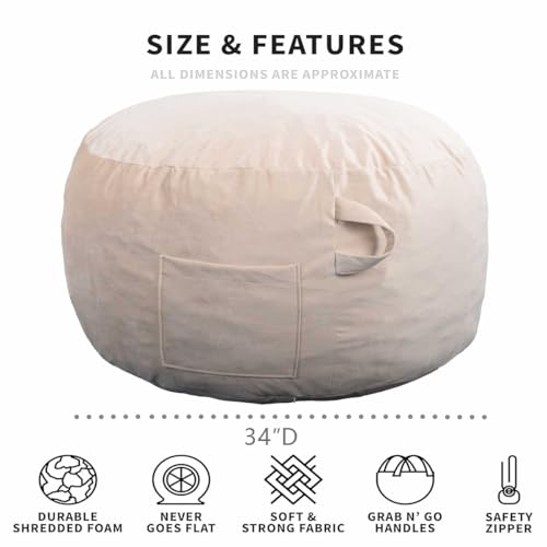 Image of Bean Bag Chairs, Memory Foam Stuffing Bean Bag Chair for Adults /Teens /Kids, Velvet Lazy Sofa Furniture with Removable High-Rebound Memory Foam for Living Room Bedroom College Dorm