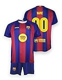 FC Barcelona FCB Pack Camiseta y Pantalón Júnior 1ª Equipación 25/26 Personalizable - Réplica Oficial con Licencia (10 Años, Azulgrana)