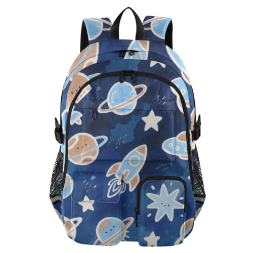 Mochila para laptop juvenil de viaje escolar planeta azul