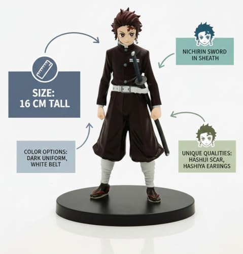 Image of Tanjiro Demon Slayer Action Figure Black Anime Collectible 16cm PVC Model with Stand | Anime Action Figure for Home Decor, Office Desk & Gifting (Tanjiro Black)