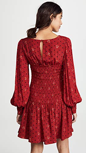 Free People Women's Two Faces Mini Dress, Ruby, Red, Print, Small #TOP2