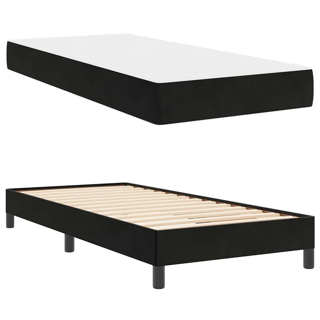 IKAYAA Letto Singolo 100x200 con Materasso e Rete a doghe Letto Singolo Imbottito Struttura Letto Letto per Ragazzi -Nero-100 x 200 cm