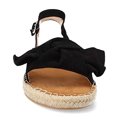 shoes&blues.es Sandalia plana de yute casual con lazo y pulsera ajustable. Coleccion primavera verano. Talla 40 Negro - imagen 4