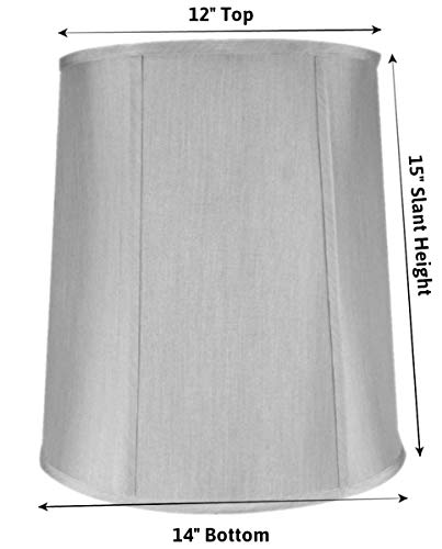 12X14X15 Softback Drum Lampshade Grey With Brass Spider Fitter - Perfect For Table And Desk Lamps - Medium, Grey #TOP3