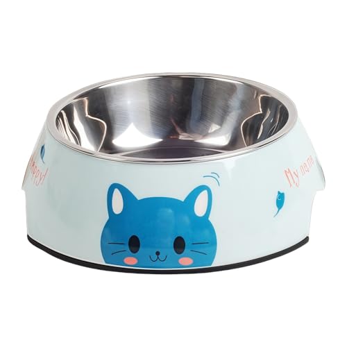 【Pakabi】犬 食器 猫 食器 ステンレス ペット用フッドボウル滑り止め 取り外し可能 洗いやすい 食器洗濯機で洗える (ブルーキャット,M)
