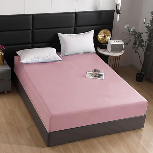 BESCH Sábanas Bajeras Térmica Terciopelo Ajustable de 135x200+30cm - Bajera Pólar Felpa, Súper Suave y Acogedora (Rosa Palo, Cama Matrimonio de 135)