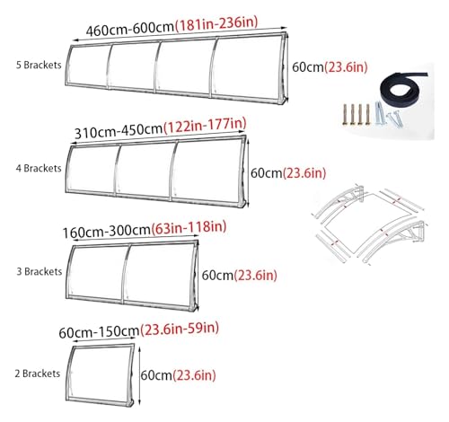 Auvent d'extérieur imperméable avec housse polycarbonate pour auvent de porte - 3
