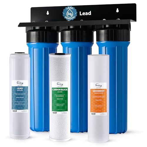 iSpring Lead-Reducing Whole House Water Filter System, Also Reduces Chlorine, Taste, Odor, 3-Stage Whole House Water Filtration System, Model: WGB32B-PB, 1