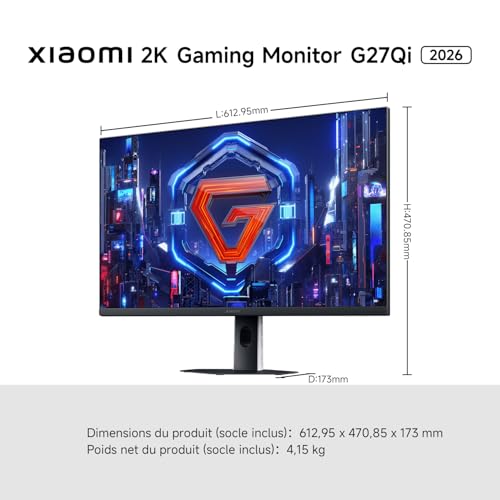 XIAOMI G27Qi 2026 Moniteur Gaming 2K 27 Pouces, 200Hz, 1ms GTG, FreeSync Premium, HDR400, IPS, 100% sRGB, 95% DCI-P3,Certification TÜV Hardware Low Blue Light (2560 x 1440/HDMI 2.0/DP 1.4)