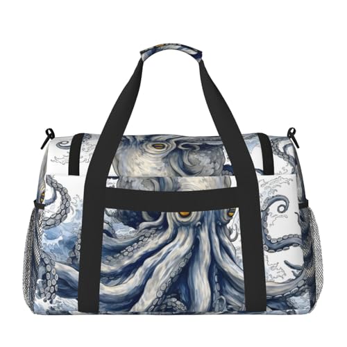 Octopus Art Duffle Bag Foldable Travel Tote Bag Carry On Large Weekender Overnight Bags Waterproof Gym Bag For Women Men3
