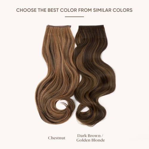 Image of SARLA 14 inch Wavy 4.3oz Synthetic Wavy Halo Hair Extension Natural Hairpieces No Clip No Glue No Tape Size can be adjusted (M04, 4BH27)