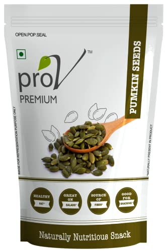 Image of ProV Premium Pumpkin Seeds 250g, High Protein, Source of Fiber, No Cholesterol, No Trans Fat, No Added Sugar, Kaddu Beej, Unroasted Seeds, Healthy Diet Snack, Resealable Pouch, Seeds for Eating