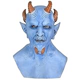 [神話広場] 悪魔 デーモン デビル 鬼 ホラー ラバー マスク 祭 肝試し ハロウィン クリスマス 節分 お面 仮面 コスプレ 仮装 変装 パーティー イベント 宴会 ブルー 青