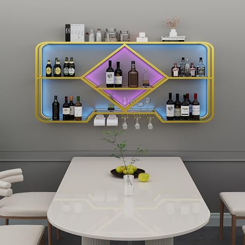 Support pour verres à vin et bouteilles étagère bar en métal suspendu