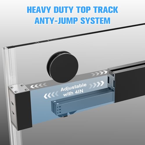 Image of 68-72 inch W x 76 inch H Frameless Double Sliding Shower Door w /Soft-Close, Bathroom Glass Doors with 3 /8 inch (10mm) SGCC Tempered Glass & Stainless Steel Handle, Reversible Installation, Matte Black