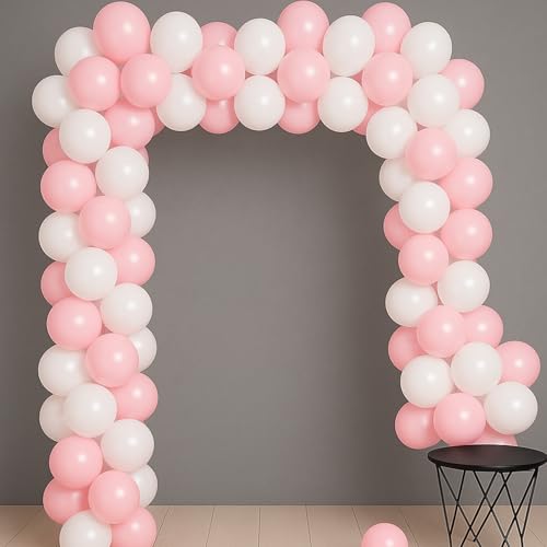 Image of Party Propz Pink And White Balloons For Decoration - 50 Pcs Pink and White Balloons for Birthday | Balloon Decorations for Birthday | Balloon Decoration Kit (Latex)