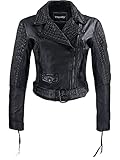 trueprodigy Casual Damen Marken Lederjacke Echt Leder Damenjacke Cool Stylisch Vintage Sportlich Und Slim Fit Jacke Für Frauen, Farben:Schwarz, Größe:M