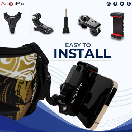 Image of Action Pro Made in India Helmet Chin Mount Strap, Compatible with GoPro Hero 13 /12 /11 /10 /9 /8 /7 /6 /5 /4, DJI Osmo, Insta360, SJCAM & Other Action Cameras (Pack of 3)