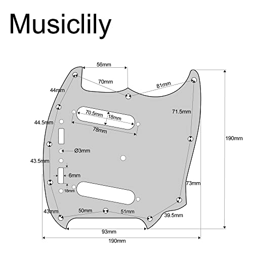 Musiclily Pro 12 Trous Guitare Pickguard Plaque de Protection pour JPN Fender Japan Mustang, 3plis Blanc - Les Beatles, Paul McCartney, John Lennon, RIngo Starr, George Harrison Musiclily Pro 12 Trous Guitare Pickguard Plaque de Protection pour JPN Fender Japan Mustang, 3plis Blanc – Image 3
