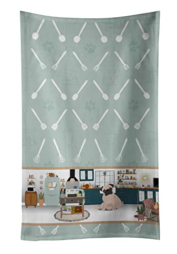 Caroline's Treasures WDK6001KTWL Fawn Pug in The Kitchen Kitchen Towel Dish Cloths Guest Hand Towel Decorative Bathroom Towel for Face,Tea, Dishcloth, Kitchen and Bath