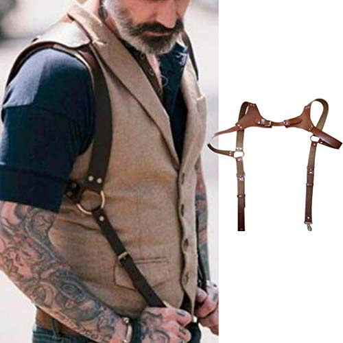 Mens Faux Leather Body Shoulder Harness Half Chest Cage Belt Bondage Clubwear3