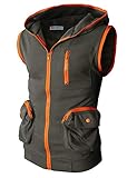 H2H Mens Casual Slim Fit Hoodie Zip-Up Sleeveless Active Jackets CHARCOAL US XL/Asia XXL (CMOHOSL01)