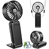 POIFL Ventilateur Portable, Mini Ventilateur Portable avec Écran et Lanière, 5 Vitesses, Silencieux Ventilateur de Bureau Pliable, 3800 mAh Ventilateur USB pour Voyage, Cours, Éventail Main/Bureau/Cou