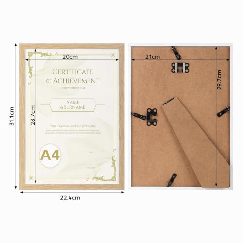 Miniatura 2 de Hoikwo Juego De 3 Marco A4, Marcos De Pvc Color Madera De A4 Para Pared, Adecuados Para Títulos Universitarios, Pósters, Fotografías, Rompecabezas Y Documentos Enmarcados
